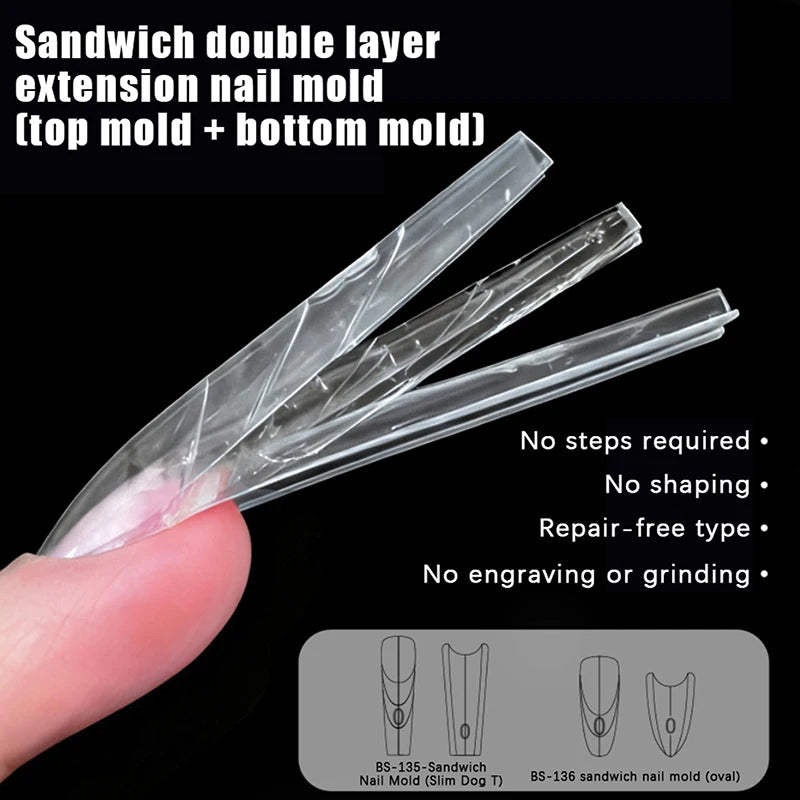 240-Pc Sandwich Dual Nail Forms | 15 Sizes Coffin & Almond Dual Nail Forms QXL