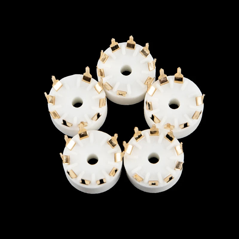 5-Pack Ceramic 9-Pin B9A PCB Tube Socket | 12AX7 12AT7 HiFi Vacuum Tube Socket QXL