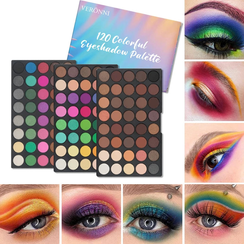 120-Color Eyeshadow Palette | Matte Shimmer Glitter 3 Layers Eyeshadow Palette QXL