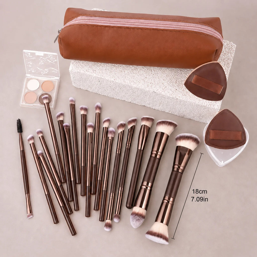 20-Piece Travel Makeup Brush Set with Storage Box & Sponges Makeup Brush Set QXL