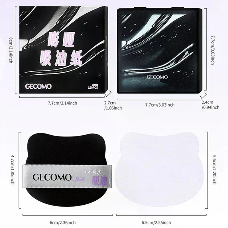 150-Sheet Oil Blotting Papers with Case, Puff & Mirror Oil Blotting Papers QXL
