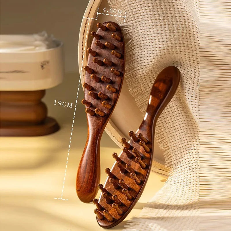Natural Sandalwood Scalp Massager Comb | Gua Sha Tool Scalp Massage Comb QXL