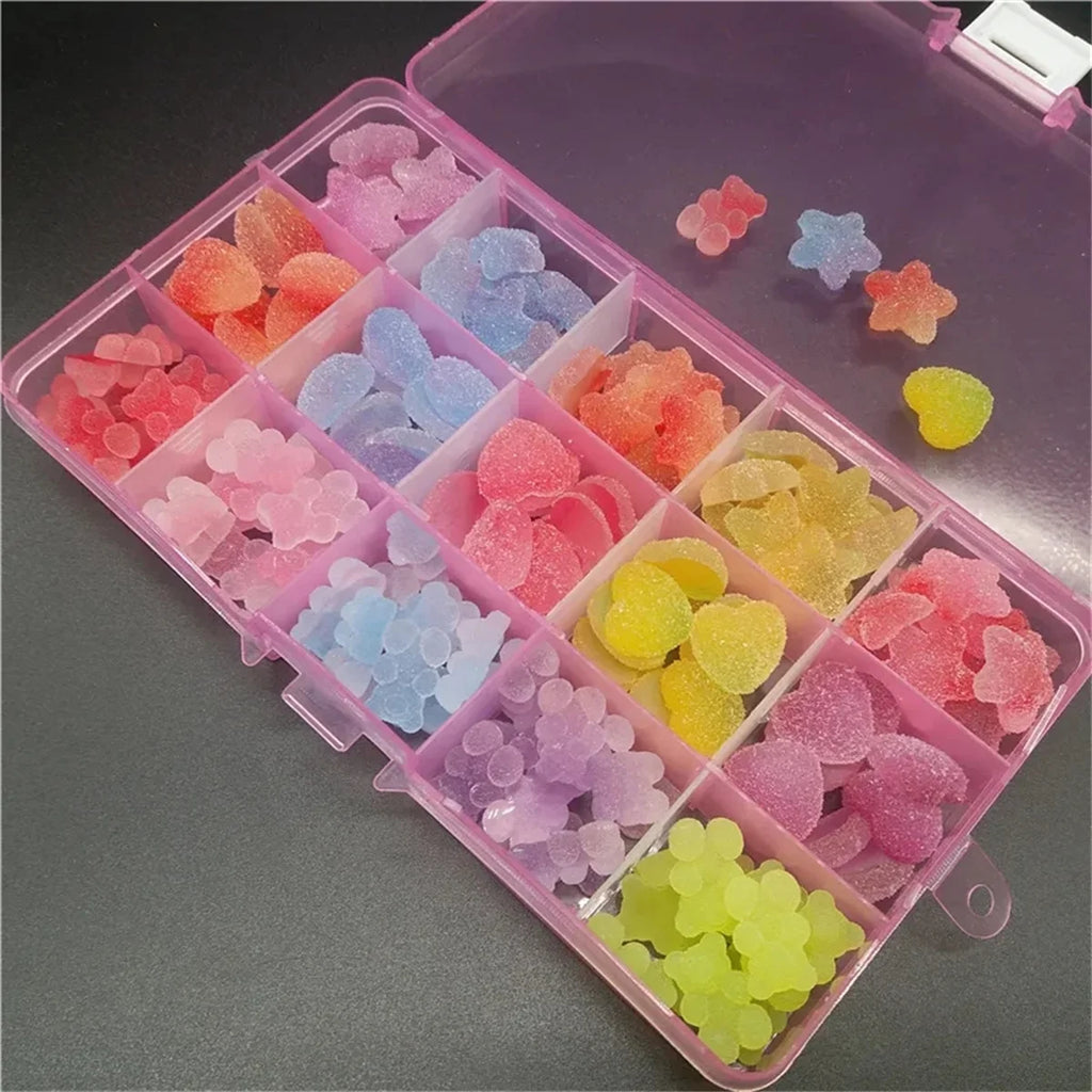 Kawaii Gummy Bear Resin Nail Art Charms | 3D DIY Decoration Nail Art Charms QXL 1box