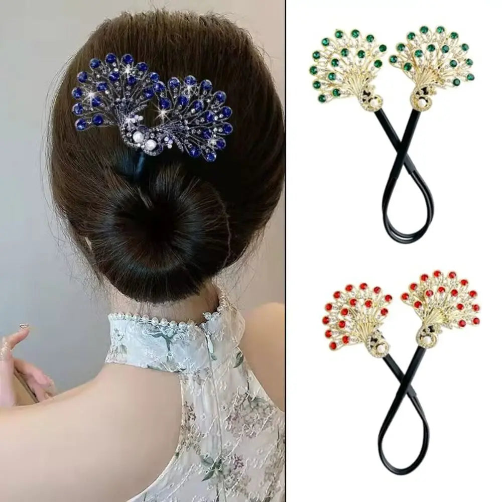 Peacock Hair Bun Maker Twist Snap Tool | Elegant Style Hair Bun Maker QXL