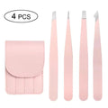 5-Piece Stainless Steel Tweezers Set – Eyebrow & Eyelash Beauty Tweezers Set QXL Pink 4pcs