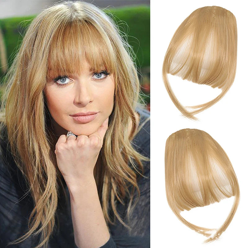 Clip-In Synthetic Air Bangs & Sideburns Hairpiece | Black Brown Clip-In Bangs Hairpiece QXL 10