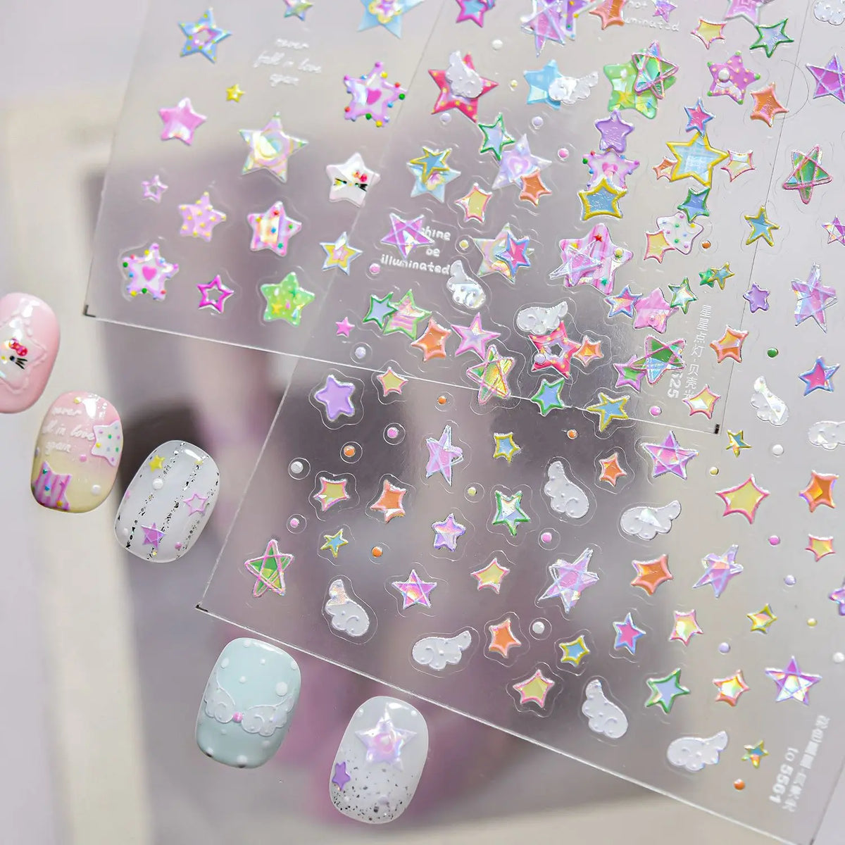 5D Holographic Star Nail Art Stickers | Sparkling Decals Nail Art Stickers QXL