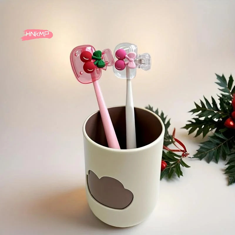 Cherry Bow Toothbrush Head Cover | Drainage & Ventilation Holder Toothbrush Head Cover QXL