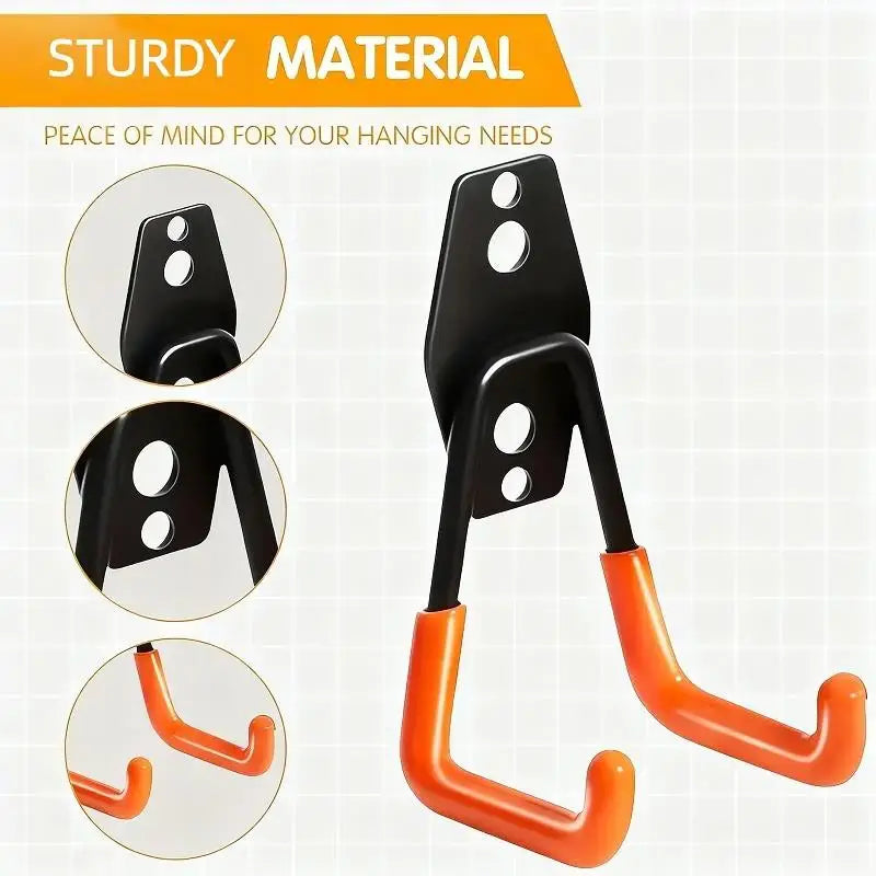 Heavy-Duty Wall-Mount Garage Hook Set – Bikes, Ladders & Tools Garage Wall Hooks QXL