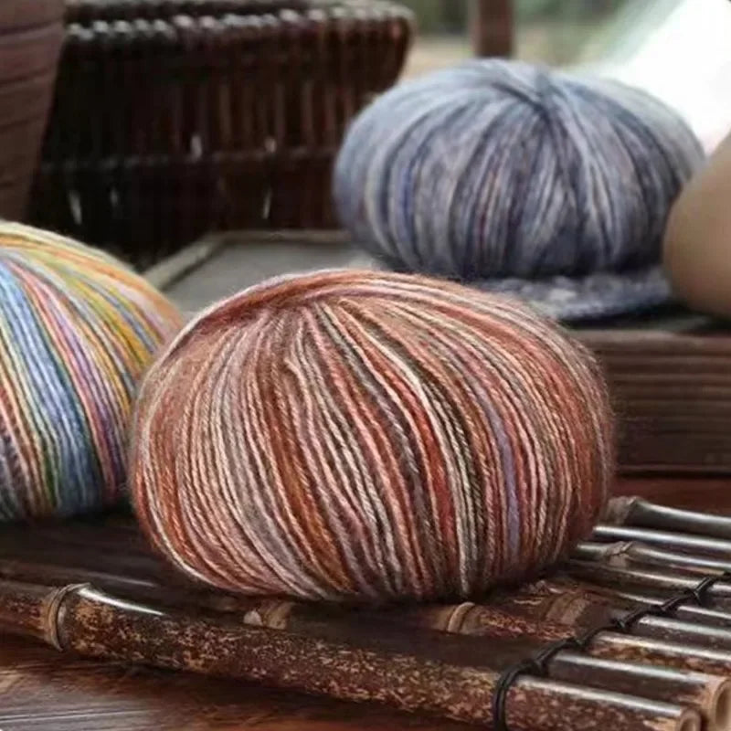 Rainbow Wool Alpaca Blend Yarn Ball | Worsted Weight 50g Knitting Crochet Yarn QXL