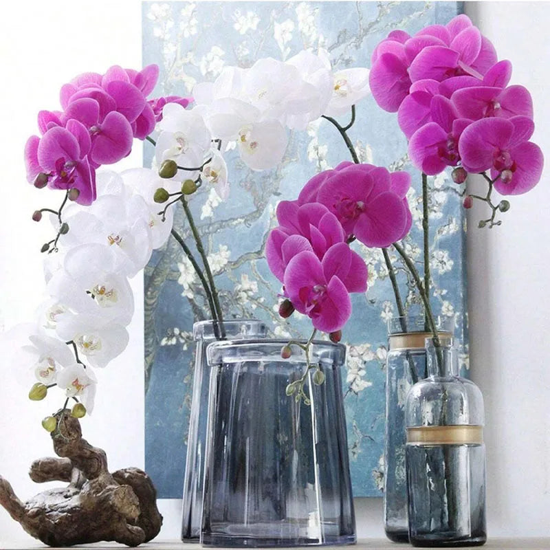 2-Pack Lifelike Butterfly Orchid Artificial Flowers | Home Decor Artificial Flowers QXL