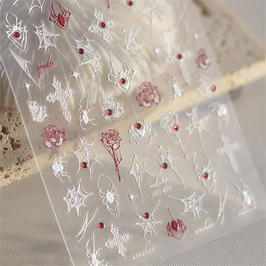 5D Diamond Spider Nail Art Stickers | Punk Crystal Decals Nail Art Stickers QXL