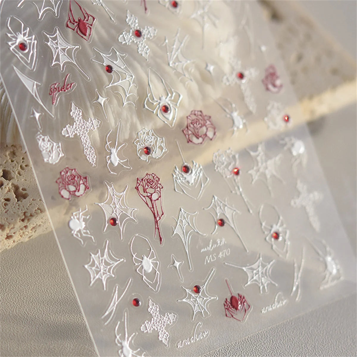 5D Diamond Spider Nail Art Stickers | Punk Crystal Decals Nail Art Stickers QXL