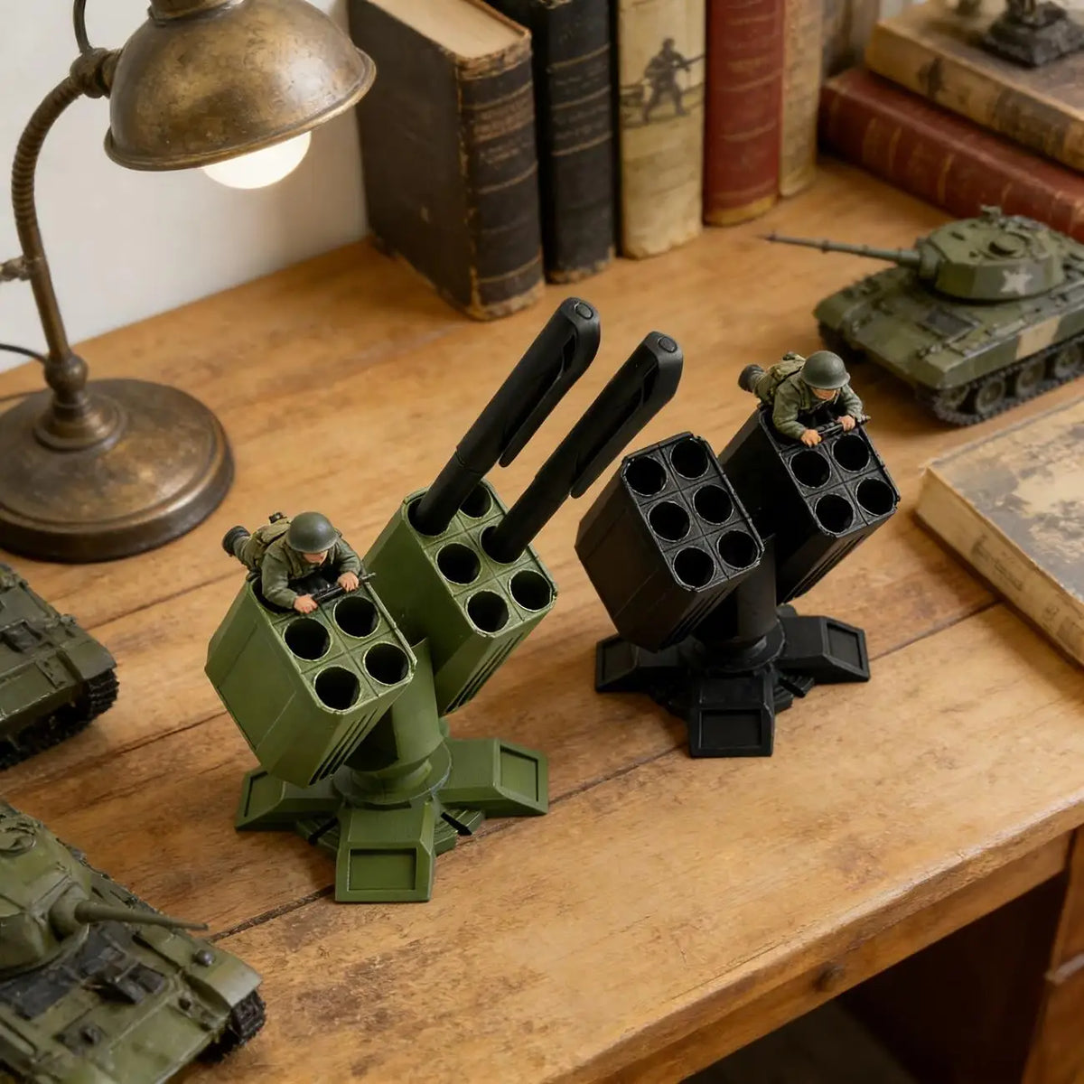 Anti-Aircraft Gun Pen Holder – Holds 12 Pens | Military Desk Decor Novelty Pen Holder QXL