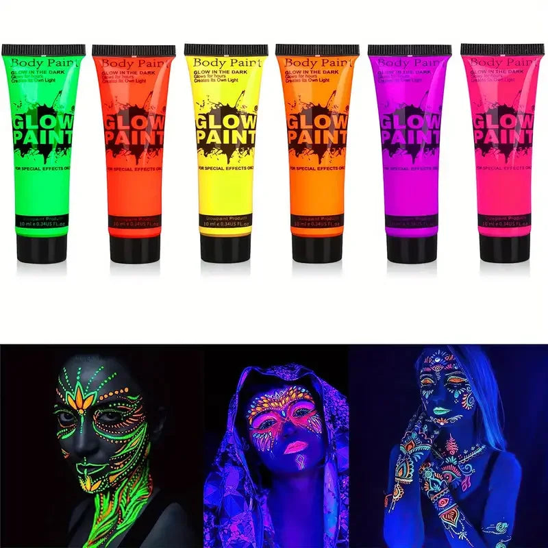 VERONNI 6-Color UV Neon Face & Body Paint | 25ml Glow Set UV Body Paint Set QXL 6 colors