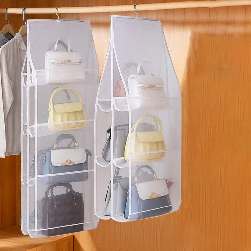 Double-Sided Hanging Bag Organizer | 6–8 Pocket Closet Storage Closet Hanging Organizer QXL