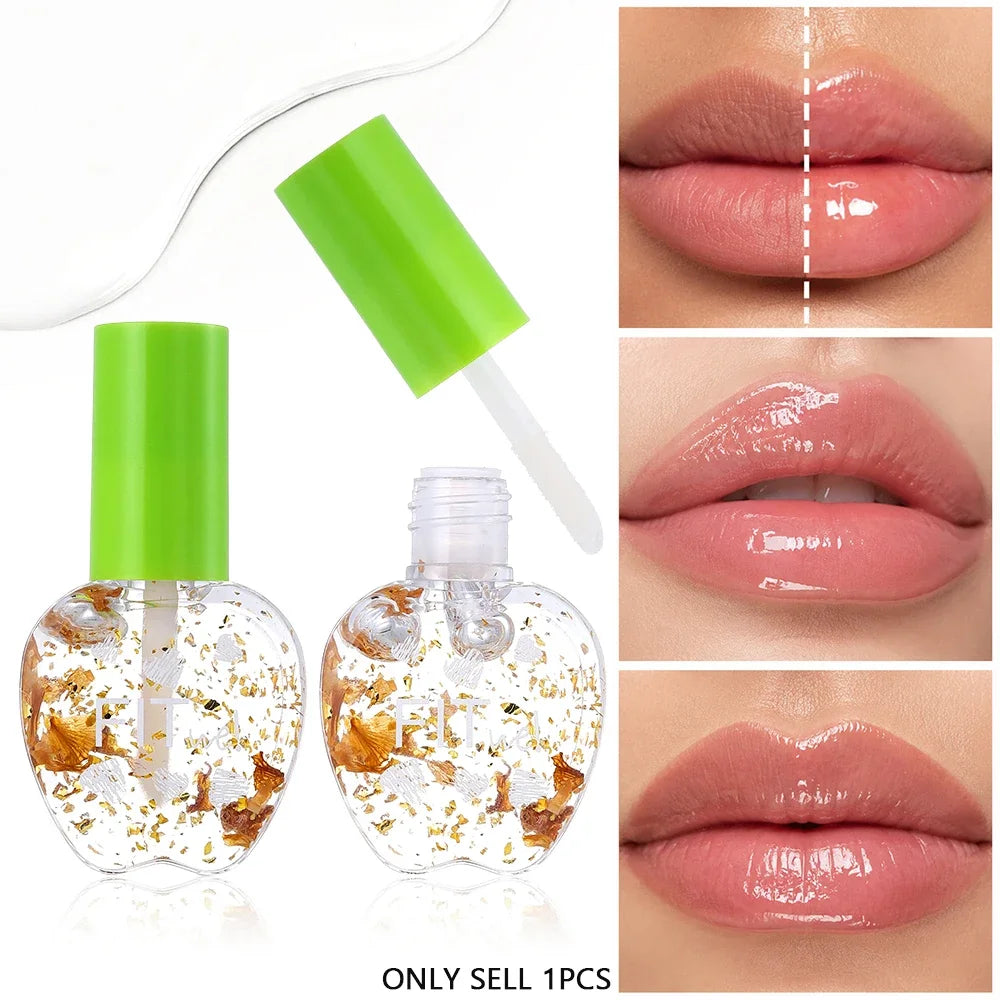 Julystar Gold Leaf Clear Lip Oil | Non-Sticky Glossy Lip Gloss Lip Oil Gloss QXL