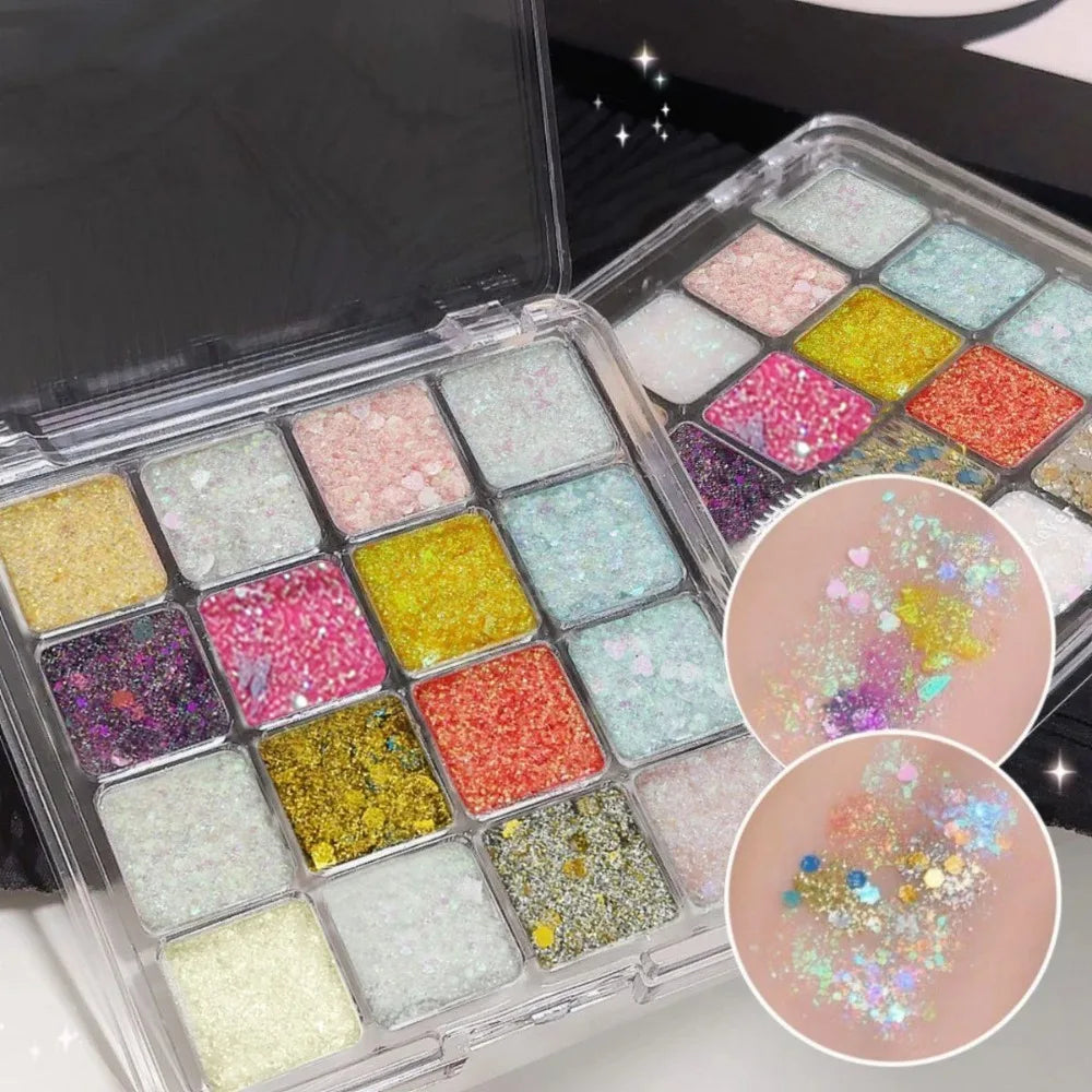 16-Color Eyeshadow Palette | Pearl, Matte & Glitter Shimmer Eyeshadow Palette QXL