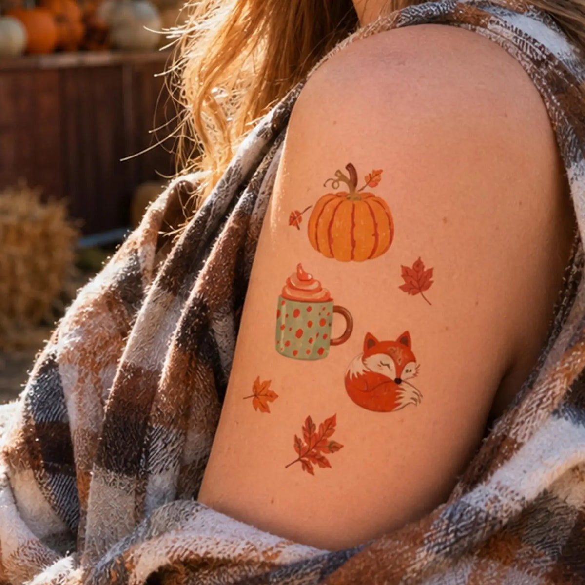 Thanksgiving Temporary Tattoos – 10-Sheet Autumn Harvest Set Temporary Tattoo Set QXL