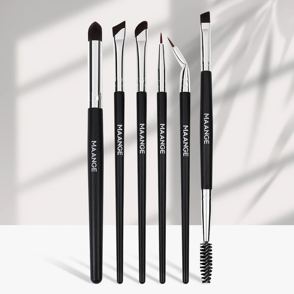 MAANGE 6-Pc Eye Makeup Brush Set – Eyeliner, Brow & Shadow Eye Makeup Brush Set QXL Black