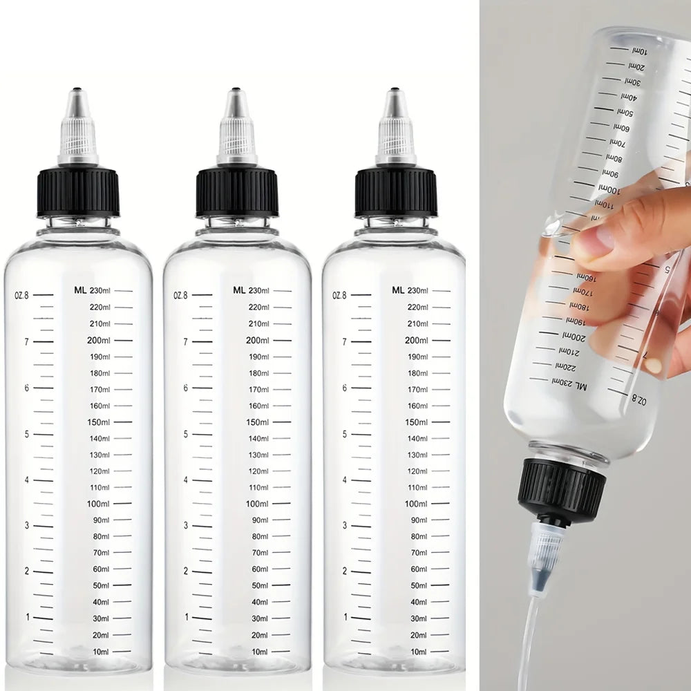 3-Pack 230ml Graduated Refillable Bottles | Twist Cap Liquid Refillable Liquid Bottles QXL Plastic 3pcs--230ml