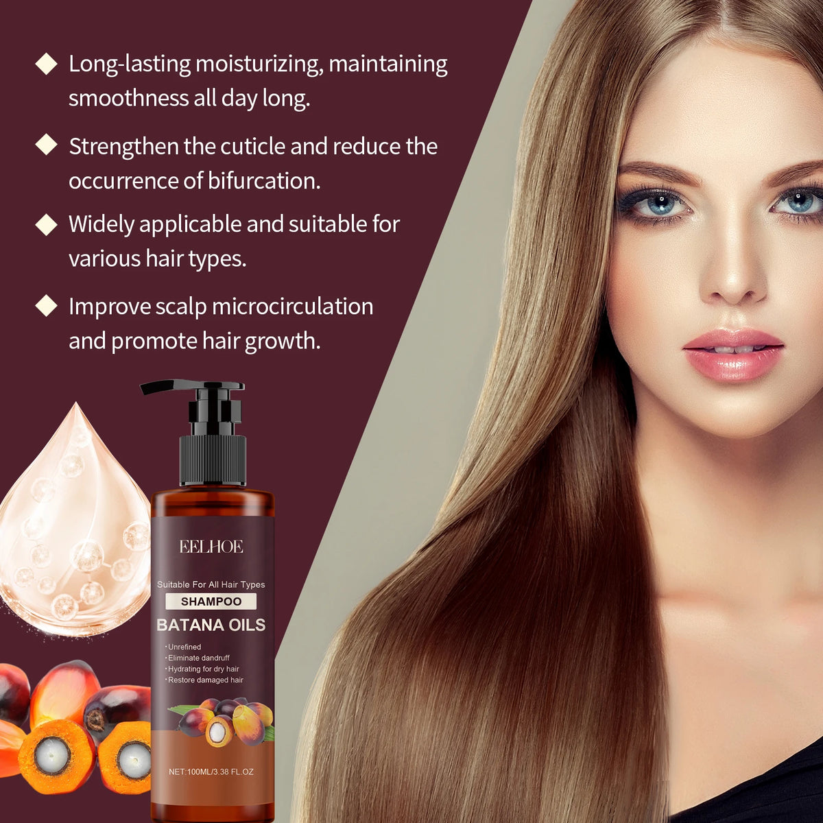 HOEGOA Batana Oil Nourishing Shampoo | Oil Control & Dandruff Nourishing Hair Shampoo QXL
