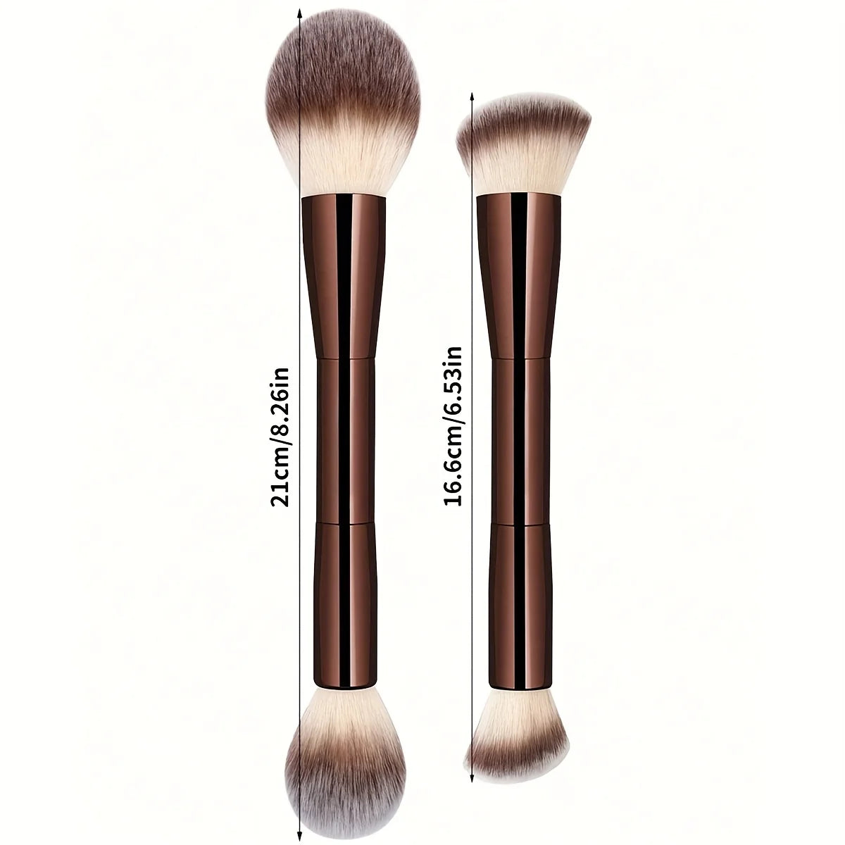 2-Pc Double-Ended Makeup Brush Set | Powder & Blush Makeup Brush Set QXL