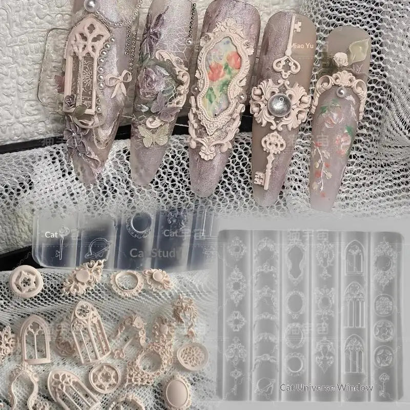 3D Silicone Nail Art Mold | Retro Medieval Candlestick Design Nail Art Mold QXL