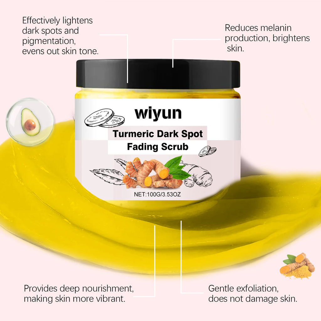 WIYUN Turmeric Face & Body Scrub – Brightening Exfoliant 100g Exfoliating Face Scrub QXL