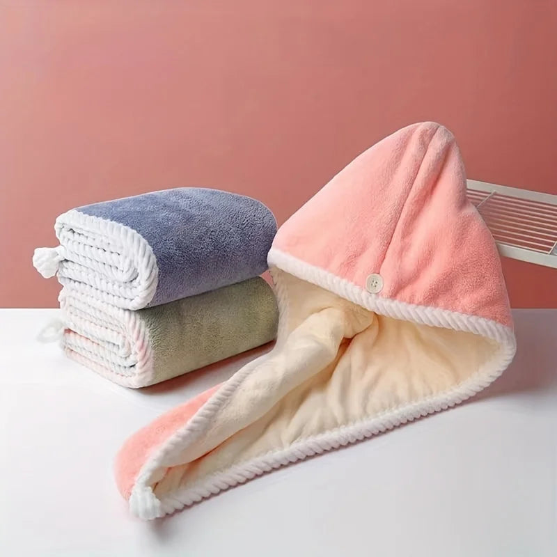 Double-Layer Microfiber Hair Drying Cap | Quick-Dry Towel Hair Drying Cap QXL