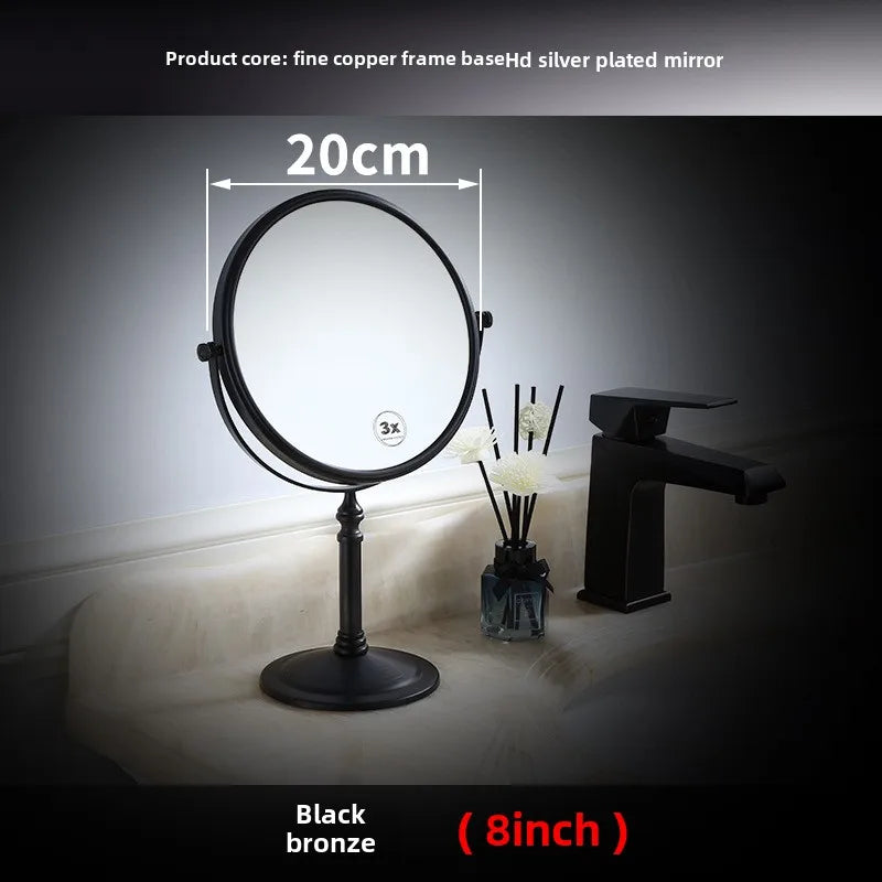 360° Rotating Double-Sided Iron Desktop Makeup Mirror Desktop Makeup Mirror QXL Black 8 inches