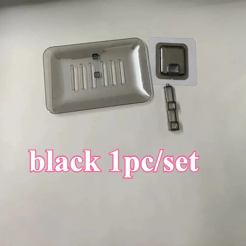 Wall-Mounted Transparent Soap Tray | Easy Install Holder Soap Tray Holder QXL black 1pc