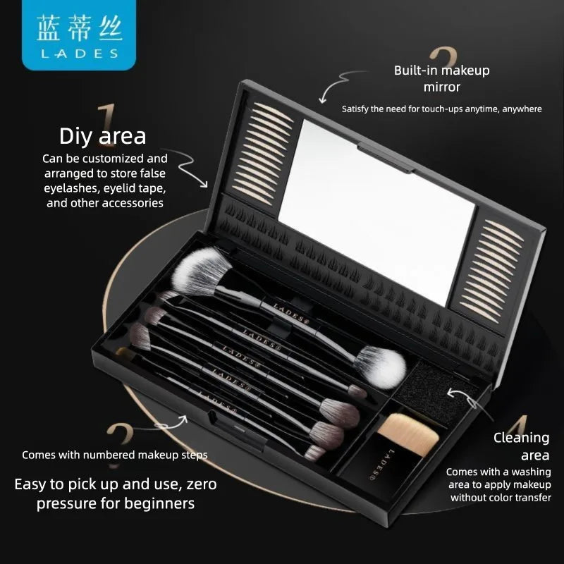11-Piece Portable Makeup Brush Set with Double-Sided Storage Box Makeup Brush Set QXL
