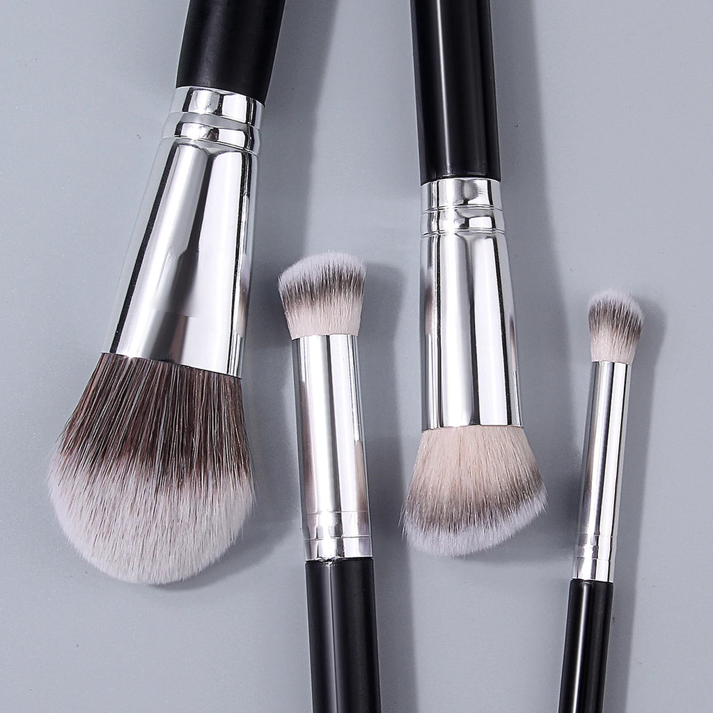 KOSSHOW 4-Pc Foundation & Concealer Makeup Brush Set – Black Makeup Brush Set QXL