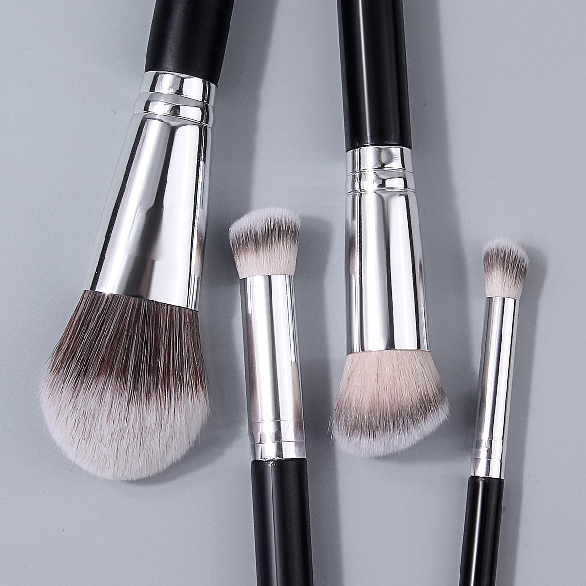 KOSSHOW 4-Pc Foundation & Concealer Makeup Brush Set – Black Makeup Brush Set QXL