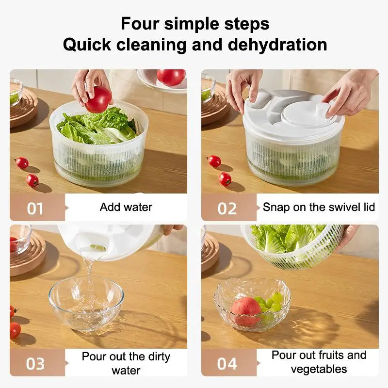 5L Manual Salad Spinner & Vegetable Dryer with Filter Basket Salad Spinner QXL