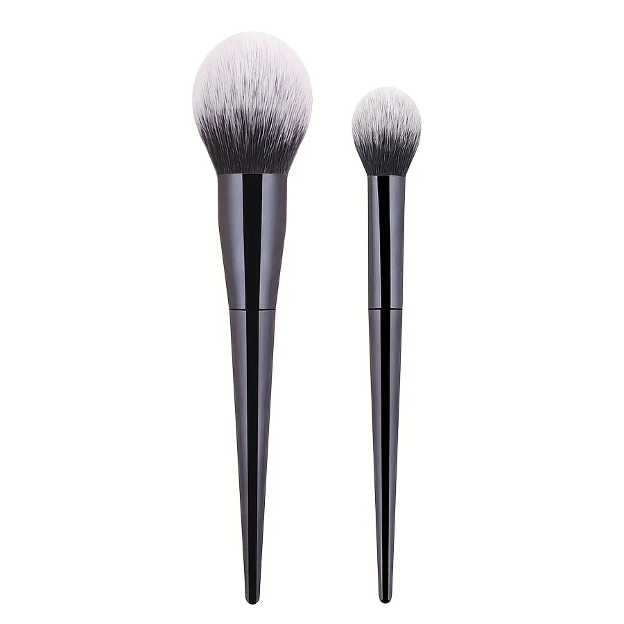2-Piece Makeup Brush Set | Foundation, Blush & Powder Makeup Brush Set QXL Black White Hair