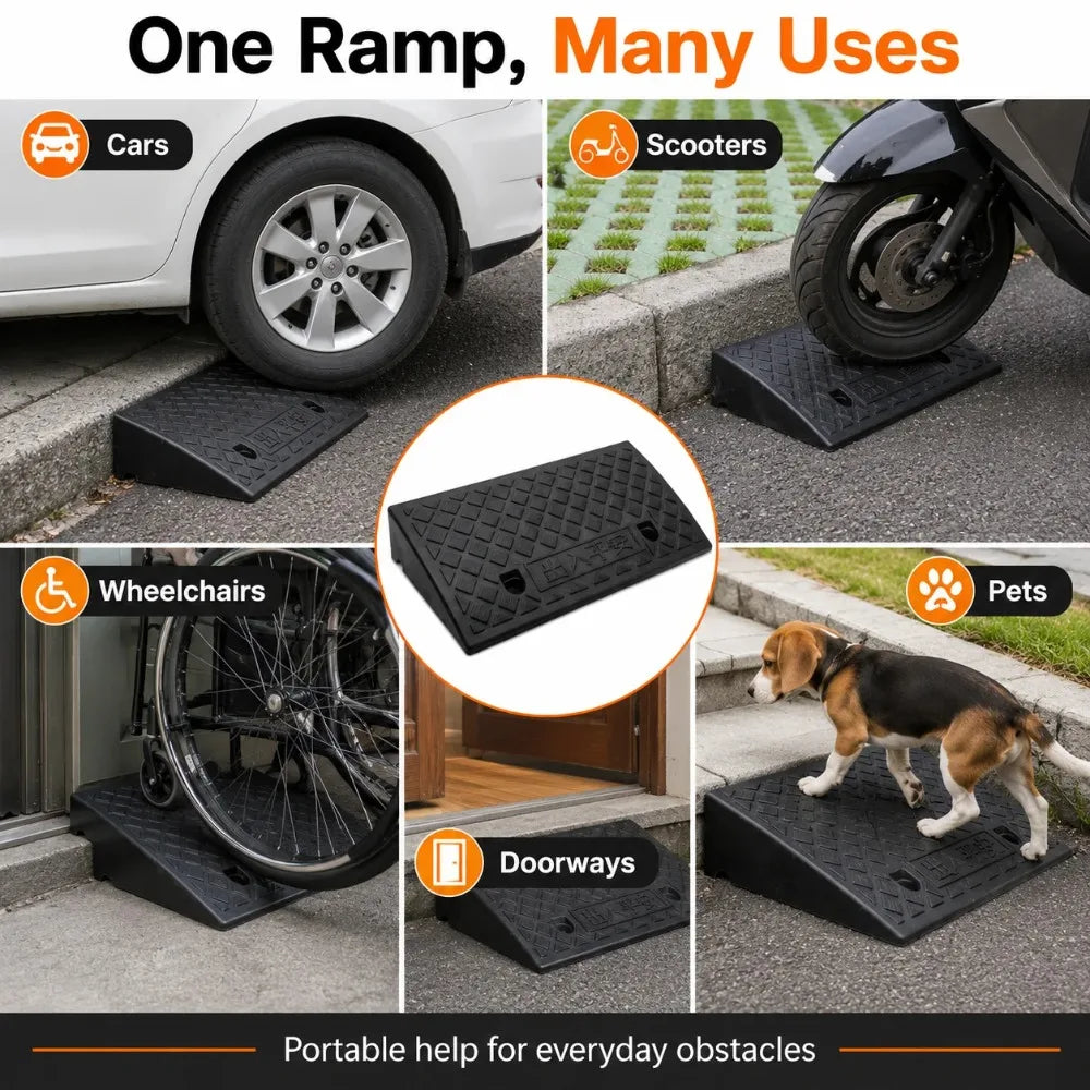 Non-Slip Rubber Threshold Ramp 3–10cm | Curb & Driveway Ramp Threshold Curb Ramp QXL