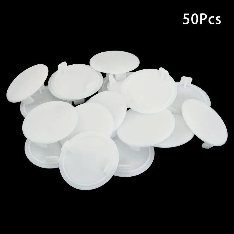 White Plastic Hinge Locking Covers | Round Flat Cabinet Caps Hinge Caps QXL