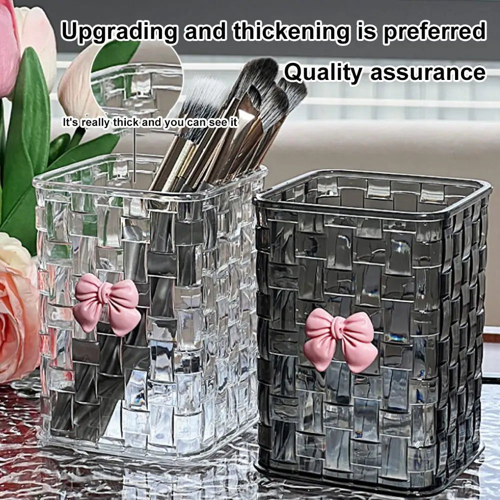 Transparent Bowknot Makeup Brush & Cosmetic Organizer Cosmetic Organizer QXL