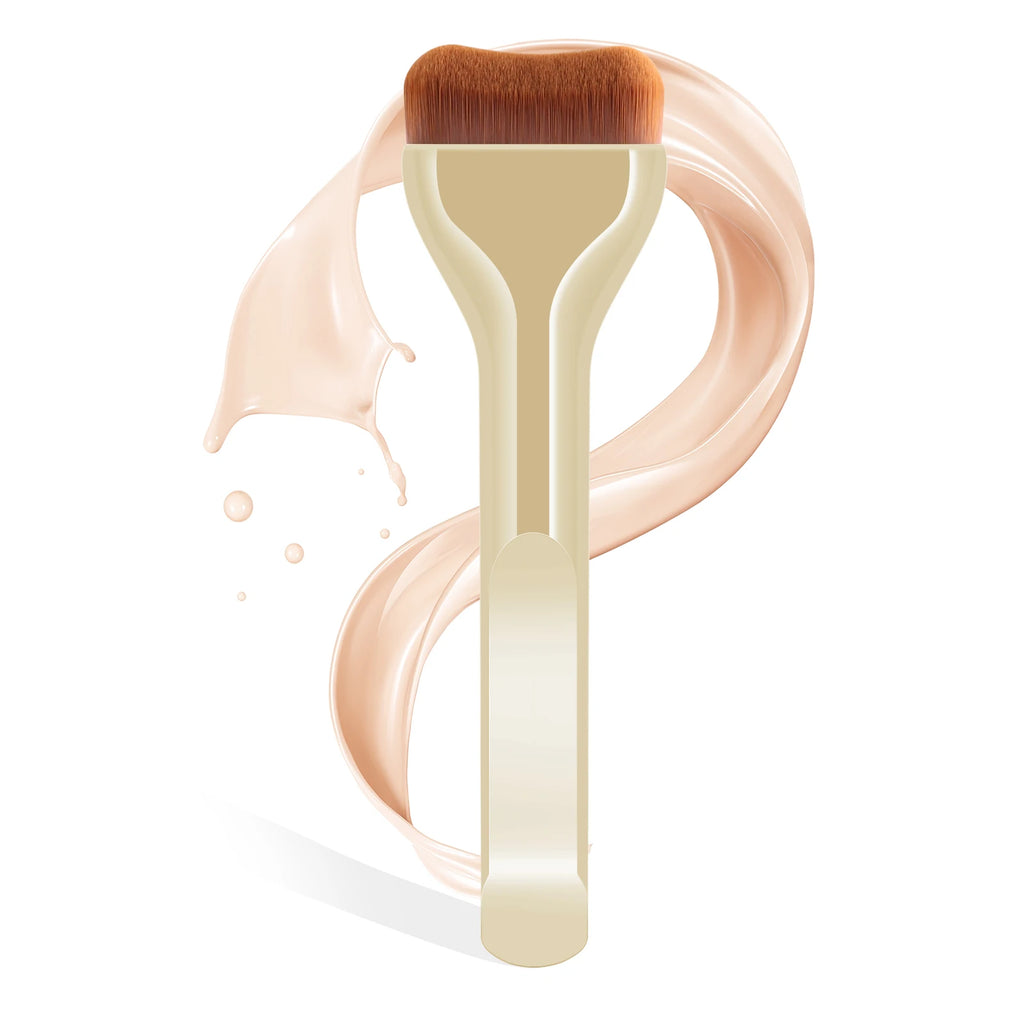 Ronshadow Wave Curved Foundation Brush – Ultra Thin Flat Foundation Brush QXL Gold