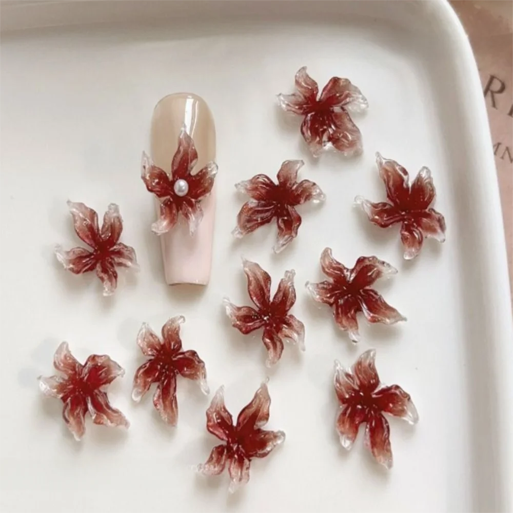 30-Pack 3D Lily Flower Nail Charms | Acrylic DIY Stickers Nail Art Charms QXL