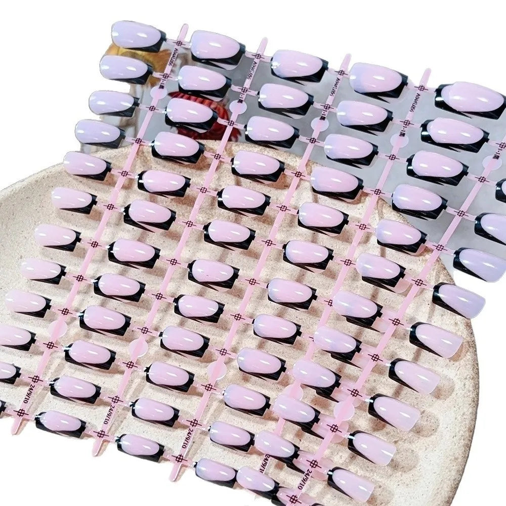 30-Pc Nude Pink Press-On Nails | Glossy White Edge Medium Press-On Nails QXL