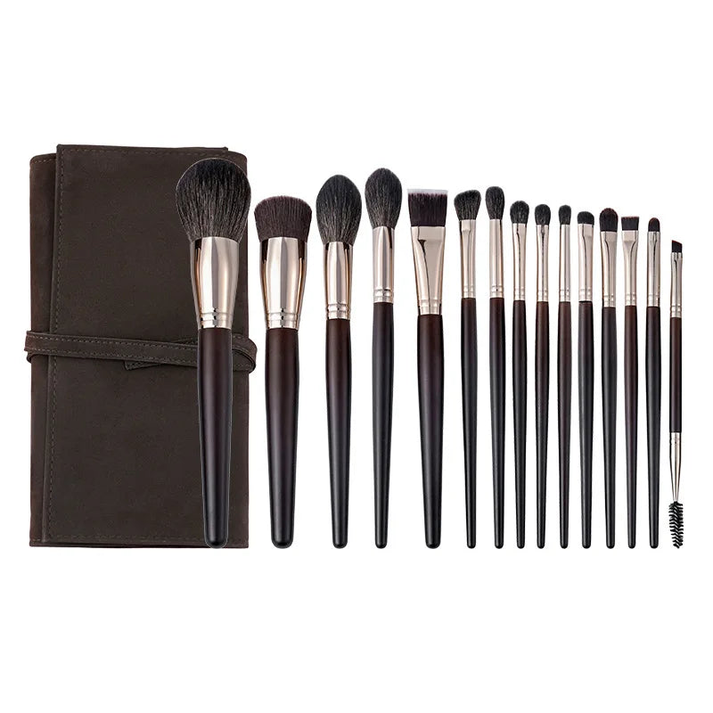15-Piece Wool Makeup Brush Set | Eyeshadow, Foundation & More Makeup Brush Set QXL
