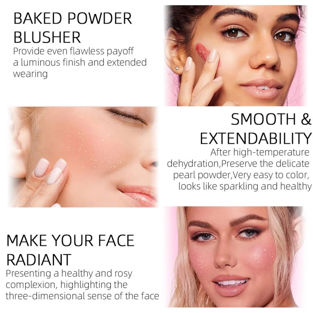 3-Color Cream Blush & Highlighter Palette | Waterproof Contour Cream Blush Palette QXL