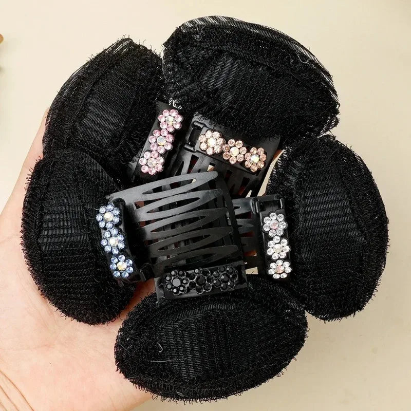 Rhinestone Hair Pad Sponge Clip | Volume Bun Bump for Women Hair Volume Clip QXL