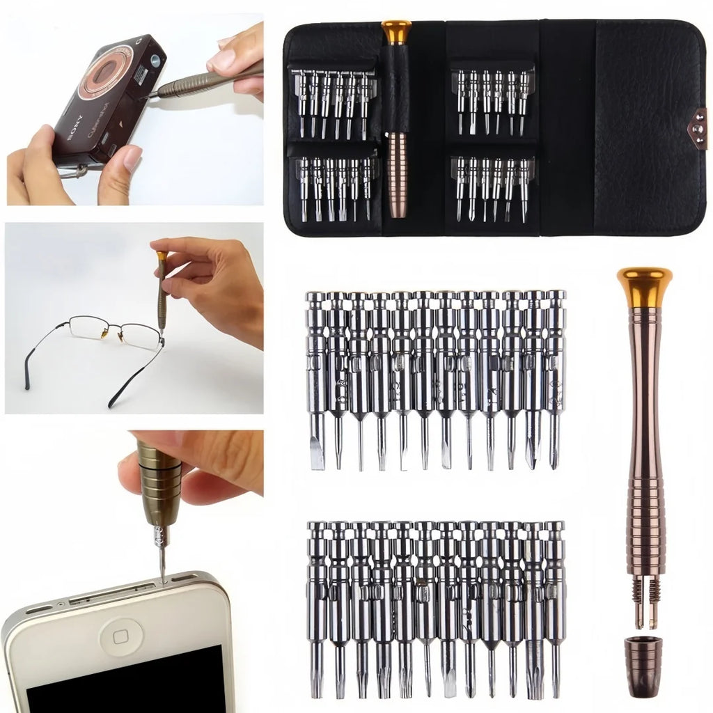 25-in-1 Precision Screwdriver Set | Leather Case Repair Kit Precision Screwdriver Set QXL