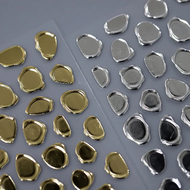 5D Embossed Bronzing Nail Art Stickers | Gold Silver Decals Nail Art Stickers QXL