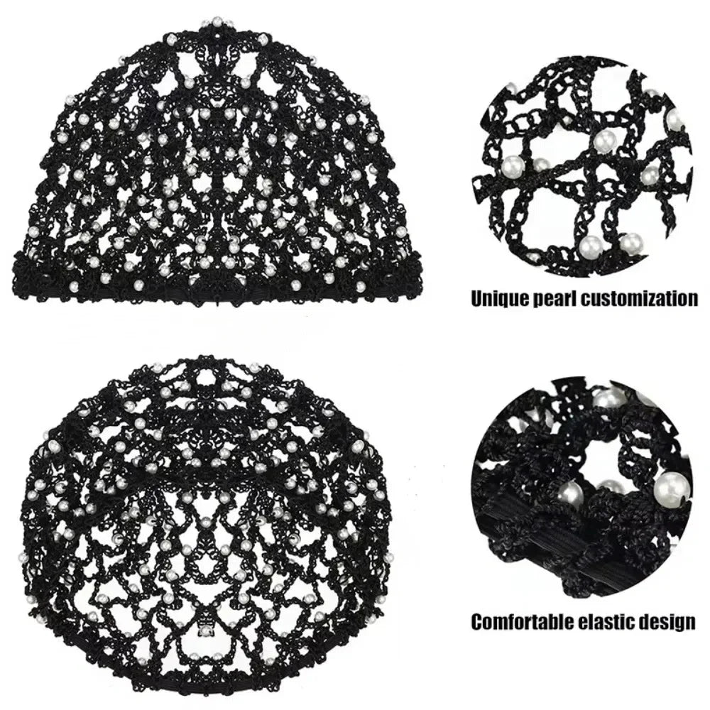 Pearl Beads Mesh Snood Hair Net | Crochet Hairnet for Women Snood Hair Net QXL