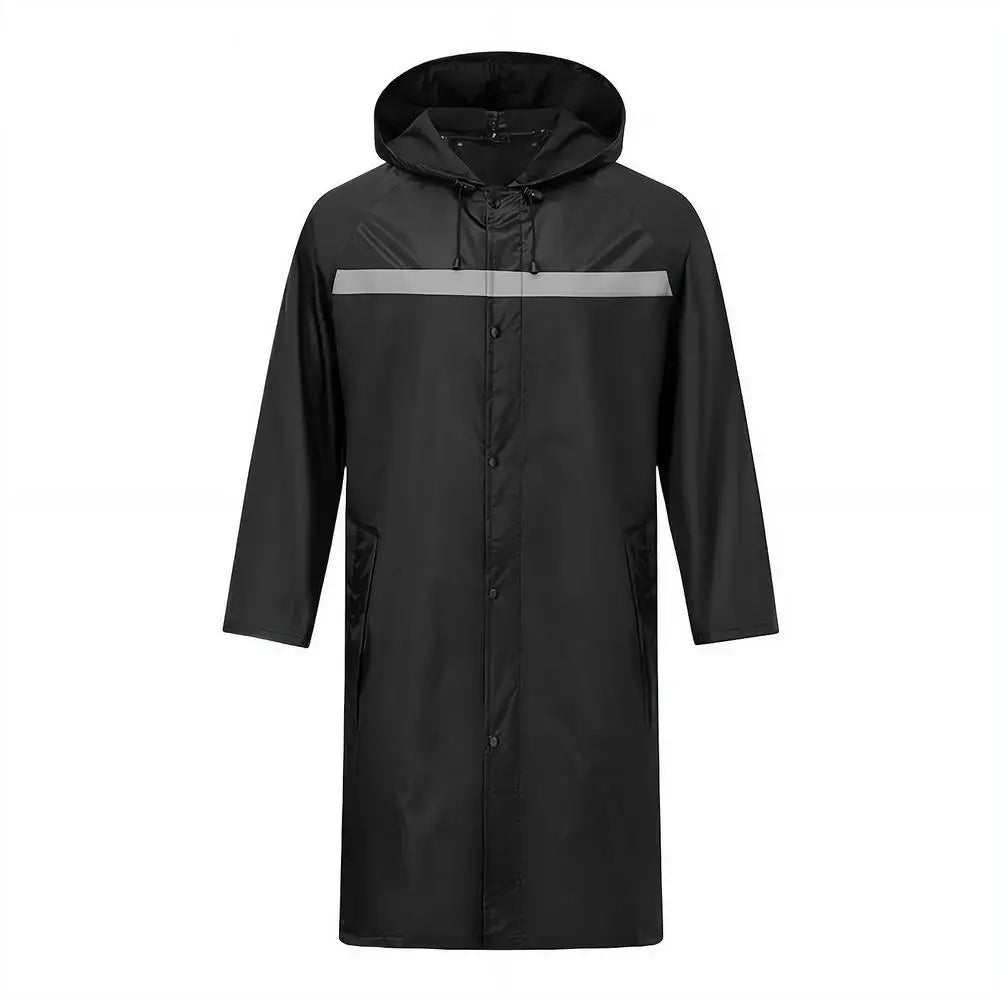 Long Waterproof Raincoat | Reflective Hooded Cycling Poncho Waterproof Raincoat QXL 3XL